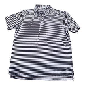Peter Millar Summer Comfort Polo Shirt Mens Large Striped‎ Navy Carpe Diem Logo